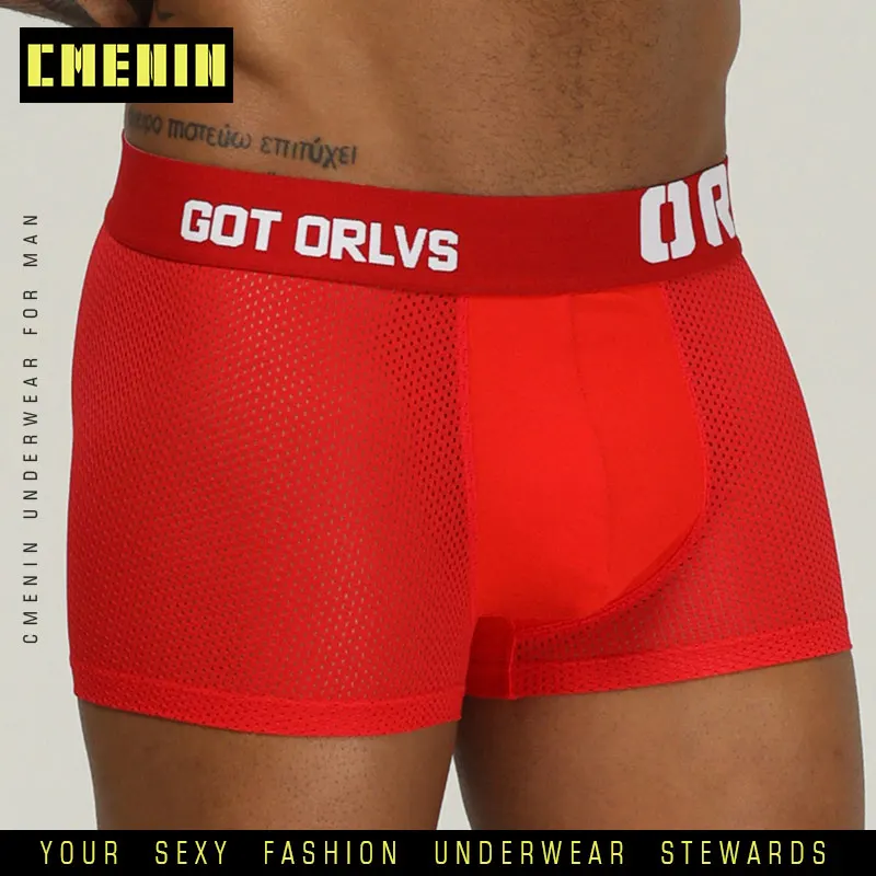 ORLVS Mesh Mesh Men Boxer Underwear Homme Mens Under Wear Boxershorts Man Boxers Sexy Underpants Hombre Cuecas Masculina OR207