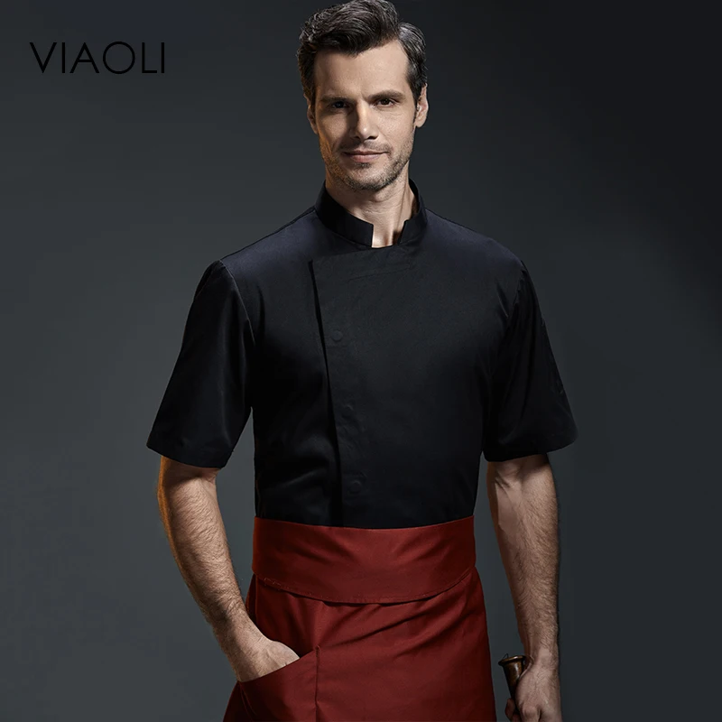 Viaoli Quality Chef Working Uniform Clothing Long Sleeve Men Food Services Cooking Clothes JacketsCoat Uniform  Hotel Kitchen070