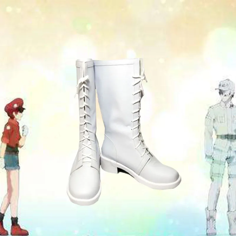 Cells At Work Cosplay Hataraku Saibou White Blood Cell Outfits Cap Full Set Cosplay fashion leisure cartoon PU leather shoes