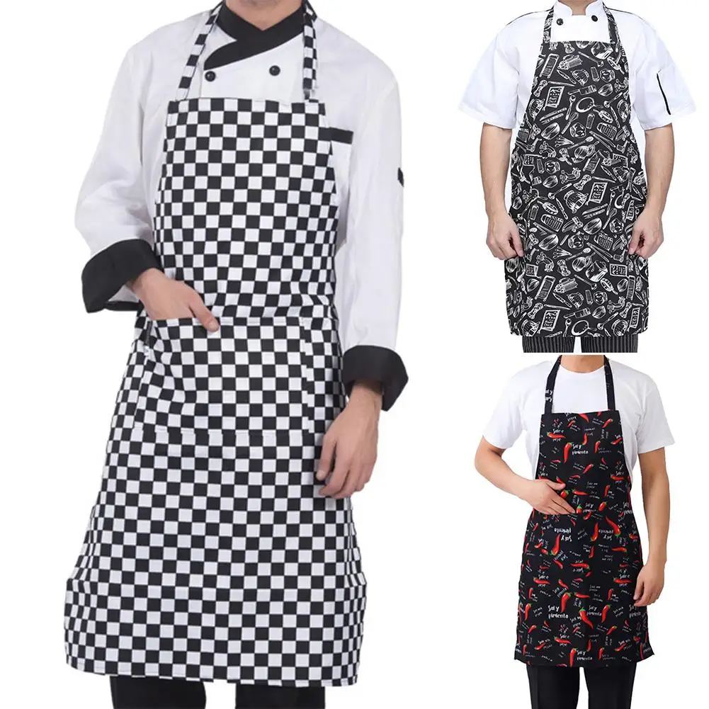 1PC Striped Plaid Long Fashion Man Women Waist Apron With Pocket Catering Chef Waiter Bar Kitchen Apron 70cm X 57cm