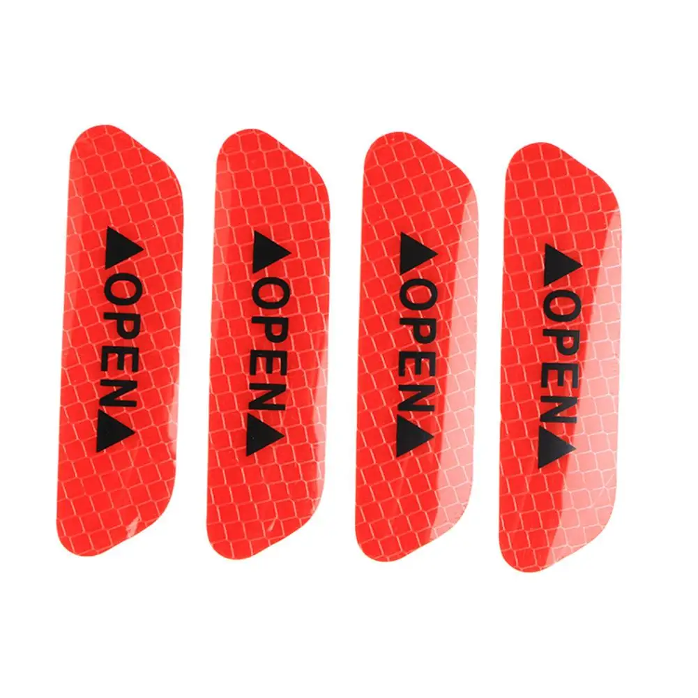 Red Trader-V 4Pcs Universal Open Auto Decals Reflective Warning Strip Tape Sign Stickers Safety Car Door Sticker Anti-Collision Warning Mark 