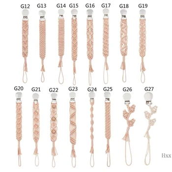 

New Unisex Dummy Clips Baby Pacifier Clips Pacifier Anti-Loss Rope Handmade Cotton Braided Vintage Pacifier Chain for Infant