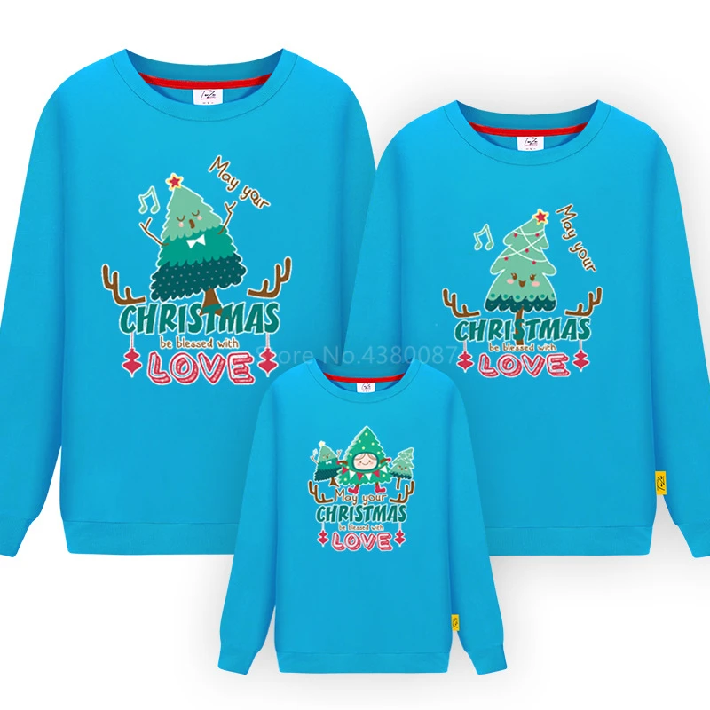 Рождественская одежда для всей семьи; одежда для маленьких девочек с принтом «Xams Tree»; хлопковые вечерние костюмы с длинными рукавами на год для маленьких мальчиков - Цвет: Blue