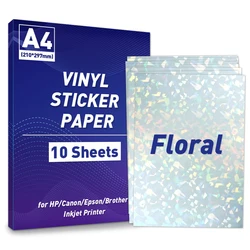Glossy White Adhesive Sticker Paper (10S-Floral)