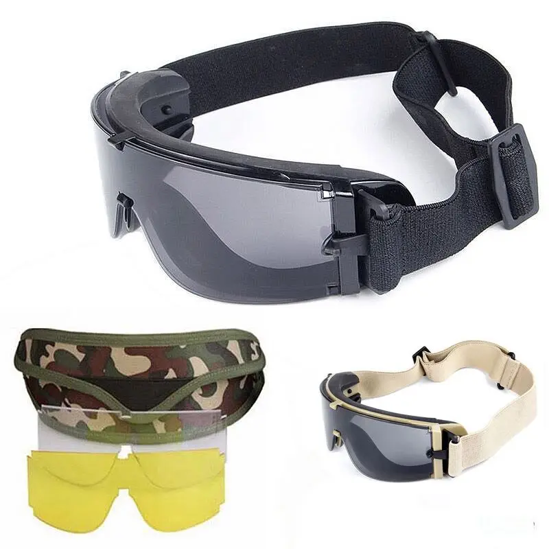 Buy X800 Goggles Airsoft Paintball Gear Tactical Safety Googles Outdoor Hunting Military Shooting Protection Glasses 3 Lens