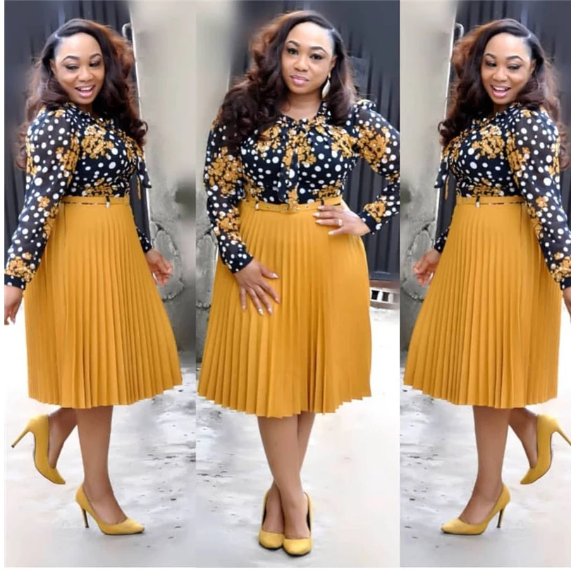 african outfits skirts only 2colors 2020 New fashion gorgeous beauty printed pleated skirt Rock Style Dashiki for Ladies/women commuter skirt african outfits for women
