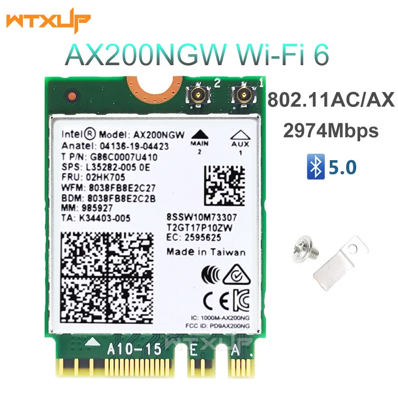 wireless network adapter WIFI 6E AX210 M.2 NGFF 2400Mbps Wireless Card For Intel AX210NGW 2.4Ghz/5G 802.11ax Bluetooth 5.2 AX200 Wifi Network Card wifi card for pc Network Cards