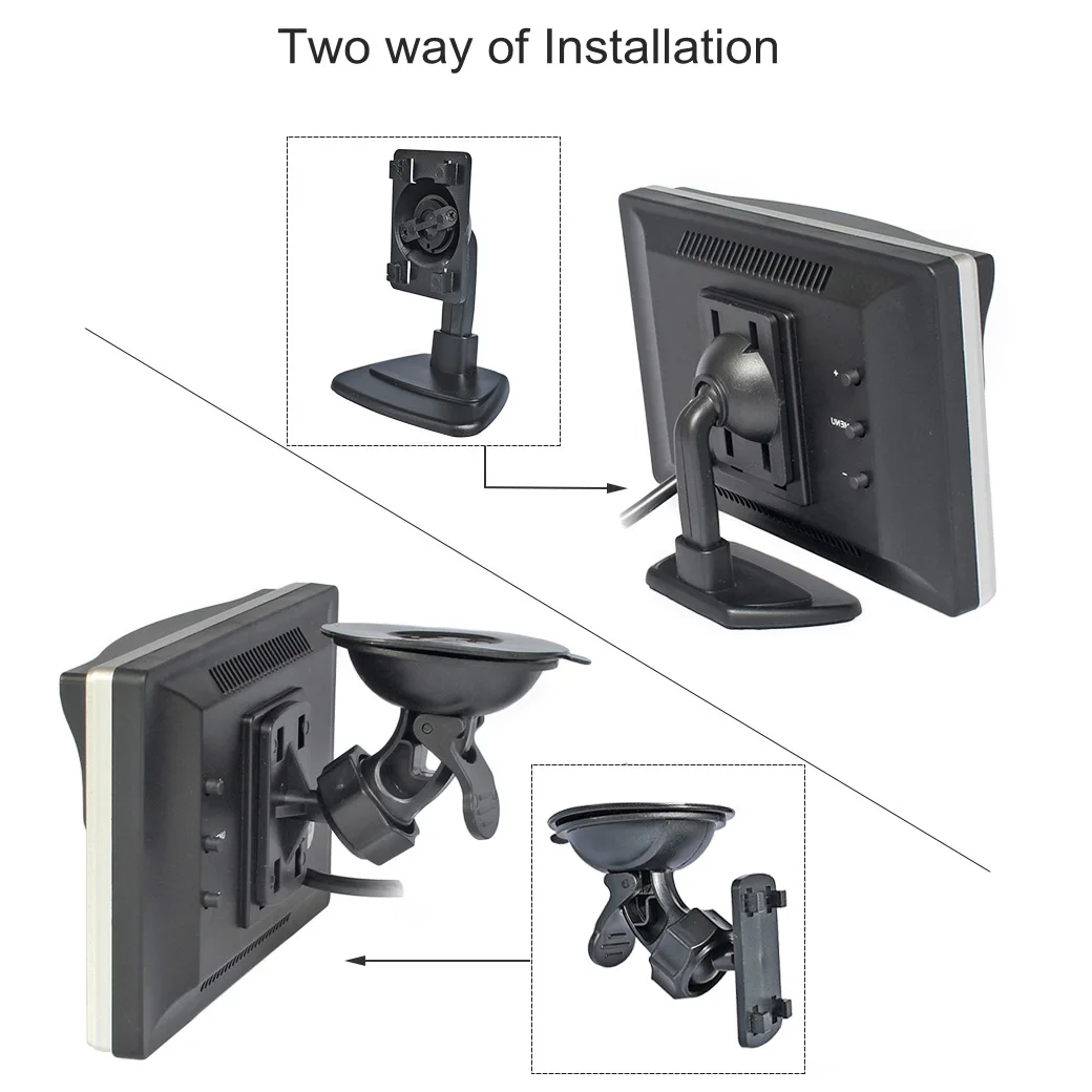 Monitor Display Car Parking Monitor 5inch IPS AHD Car Rear View Monitor Inside Parking Backup Monitor Suction Cup and Bracket MPV SUV Horse Lorry