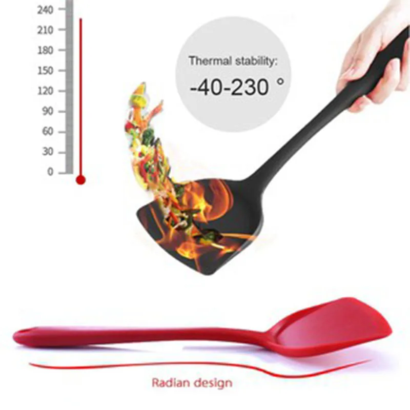 Silicone Frying Shovel Walfos Non-Stick Silicone Shovel Heat-Resistant Handle Turner Kitchen Spatula