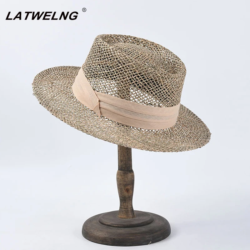 

Women Salty Grass Sun Visor Hats Fashion hollow Ladies Summer Panama Hat Wholesale