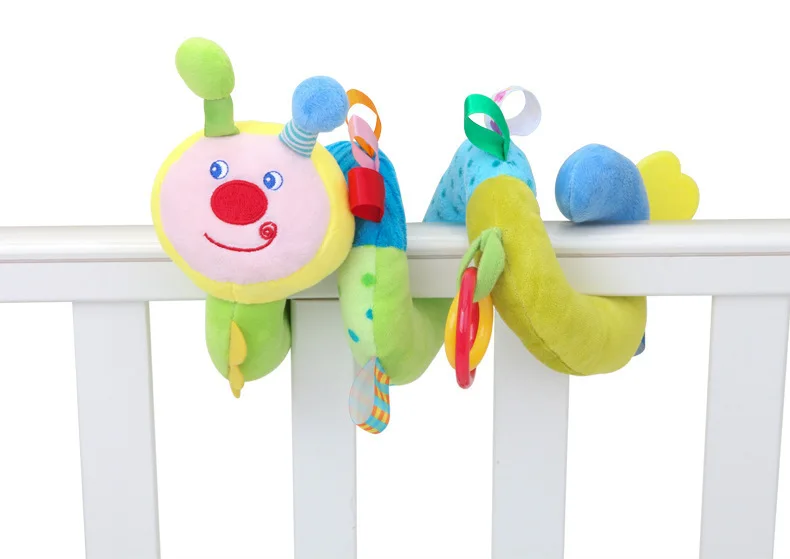 Милая гусеница музыкальное ядро звук делая кровать вокруг кровати подвесная детская игрушка погремушка-грызунок кровать колокольчик