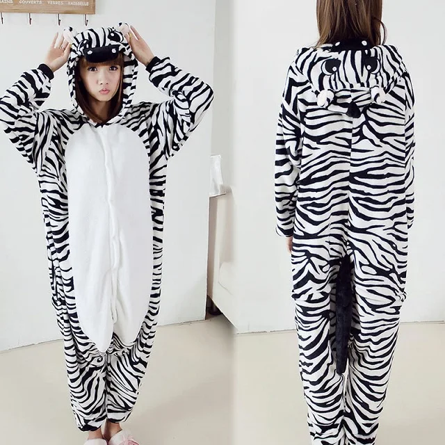 zebra Пижама с единорогом для взрослых, с рисунком панды, для женщин и мужчин, зимняя унисекс из фланели, стежка, пижама, unicornio, одежда для сна - Цвет: zebra