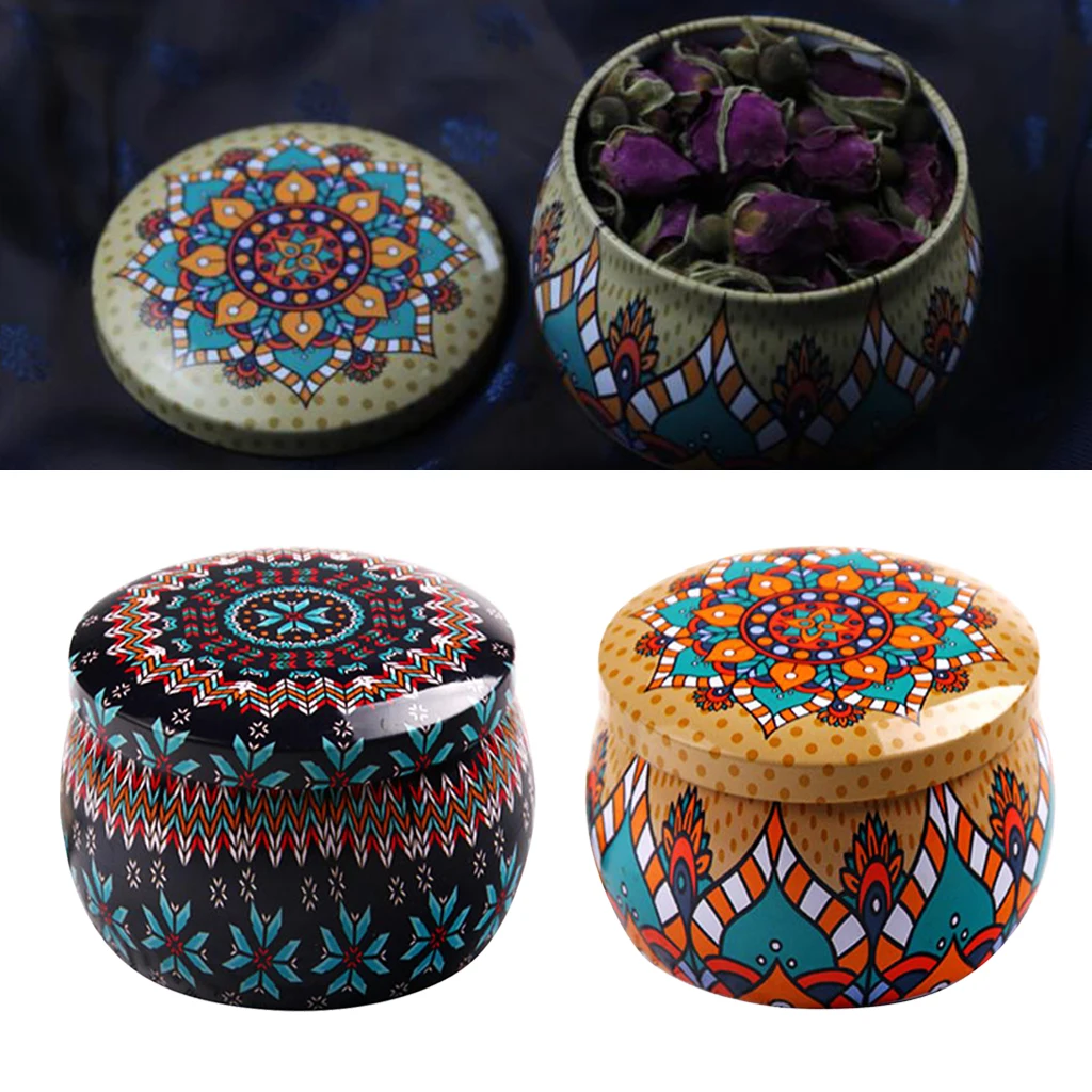 2pcs Tinplate Tea Pot Tin Box Small Home Garden Personality Candy Box Drum-shaped Candy Cookie Snacks Boxes