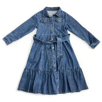 

Teenager Girl Dress Denim Princess Girl Dress Long Sleeve Kids Dresses for Girls 2020 New Spring Autumn Girl Clothing 4-16 years