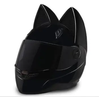 

Personality cat ear motorcycle helmet full helmet four seasons sun protection motorcycle racing men and women summer helmet horn