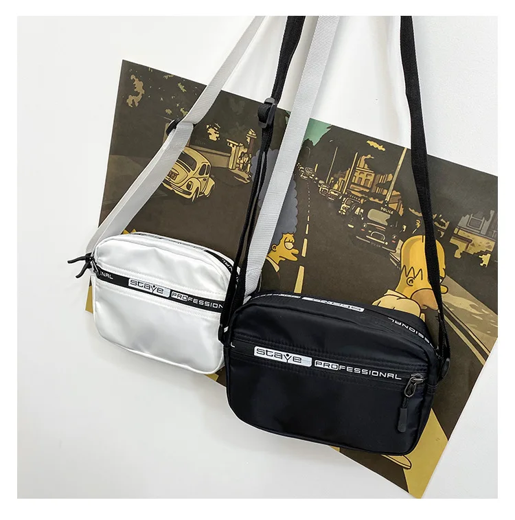 2020 New Nylon Small Square Bag One Shoulder Stylish Waterproof Outdoor Sports Slant Single Black White | Багаж и сумки