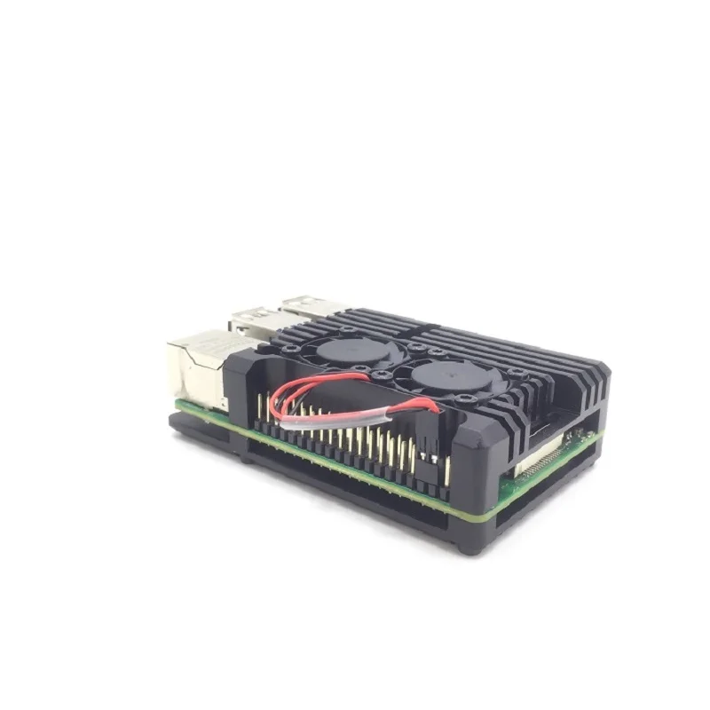 5 шт. Raspberry Pi 4 Алюминиевый металлический чехол коробка с двойным вентилятором радиатор для Raspberry Pi 4 Модель B Plus
