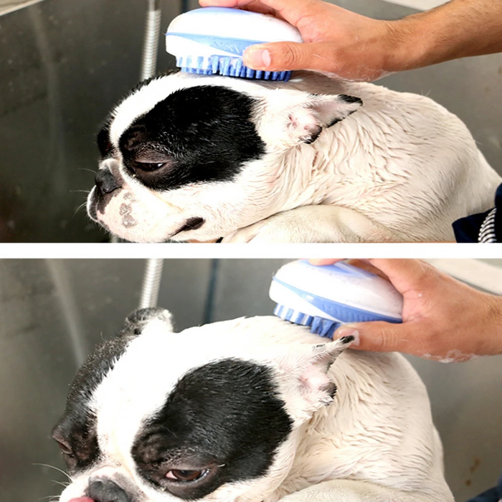 Pet Dog Bath Brush Comb Pet SPA Massage Brush Soft Silicone Dogs Cats Shower Hair Grooming Cmob Dog Cleaning Tool Pet Supplies