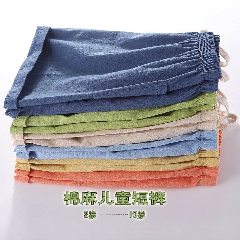 Summer New Products Children Cotton Linen Shorts Hot Pants Korean-style Casual Plain Color Fashion-Style Sports Shorts Fash