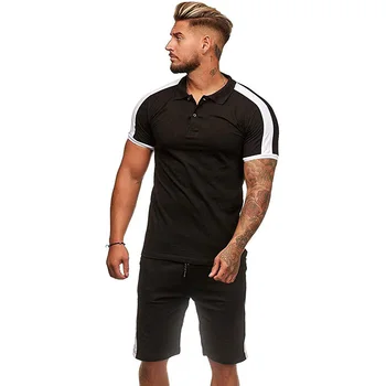 

Men Tops with Pants Sports Suit Breathable Sweat Absorbing Short Sleeves Clothing Set FS99