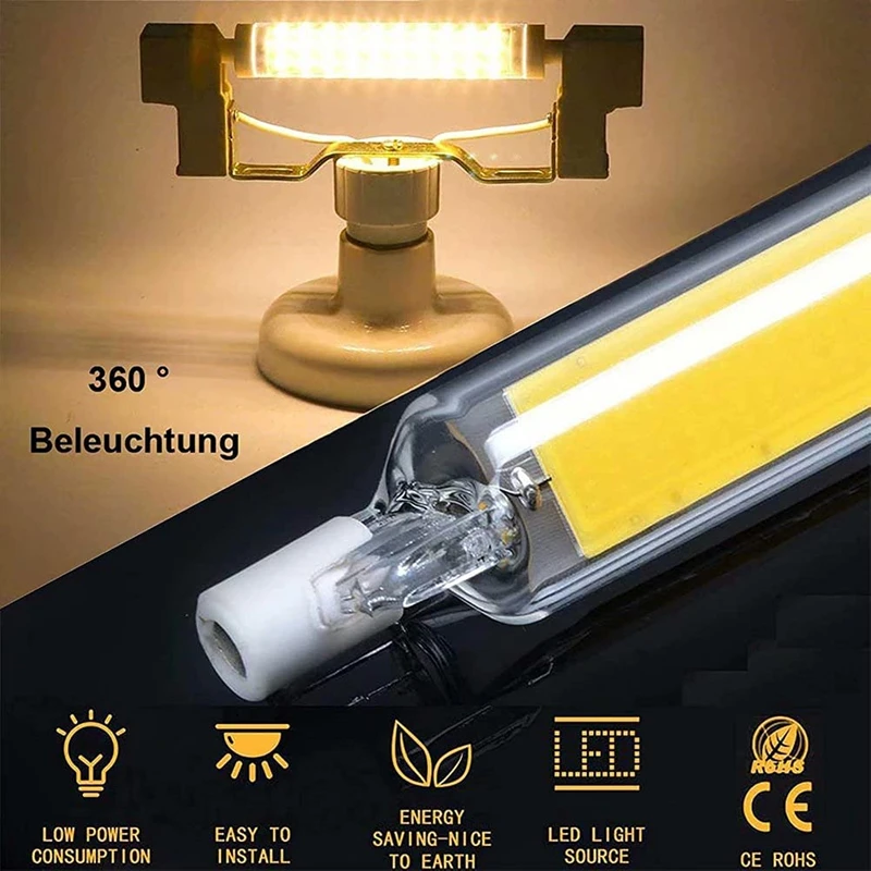 고출력 LED COB 유리 튜브, R7S COB 전구, 가정용 교체 할로겐 램프, 78mm, 118mm, 189mm, AC110V, 220V