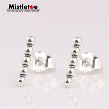 Аутентичные 925 пробы серебряные серьги-гвоздики из бисера европейские ювелирные изделия