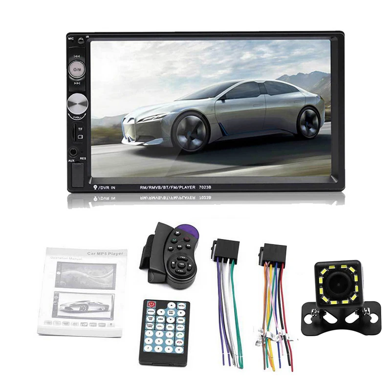 7023B 2 din Full HD Автомобильный мультимедийный плеер Bluetooth Авторадио " сенсорный экран стерео видео MP5 плеер Авто радио камера - Формат цифровых медиаданных: 16 LED camera