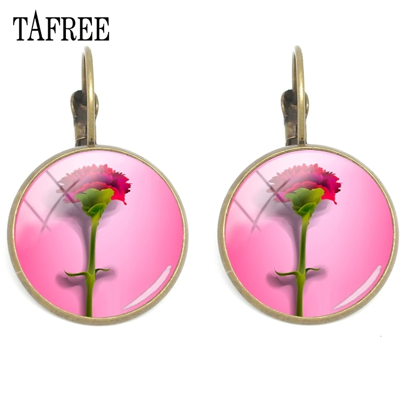 TAFREE, красные серьги-гвоздики с изображением цветка, стеклянные драгоценные камни, клипсы для ушей, для женщин, мамы, учителя, рождественский подарок, модные серьги KL39