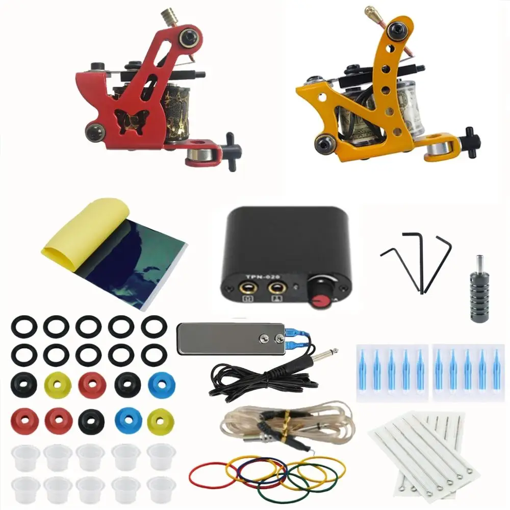 

Complete Tattoo Kit Coil 2 Tattoo Machine Gun Set Tattoo Power Supply Needles for Beginner