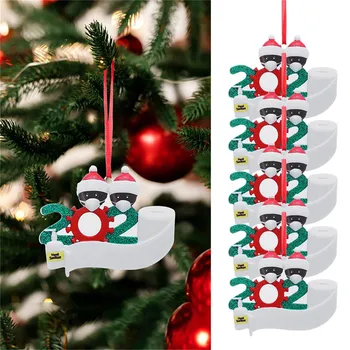 

5pc Iron Art Personalized Survived Family Of Ornament Christmas Ornaments Family With Face Covers 2020 Christmas Holiday Decor