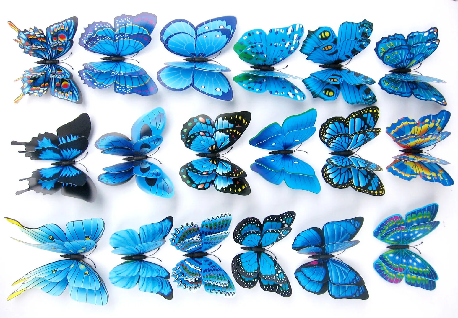 24pcs/lot Multicolor Double Layer 3D Butterfly Wall Sticker Magnet PVC Butterflies Party Kids Bedroom Fridge Decoration 10 color