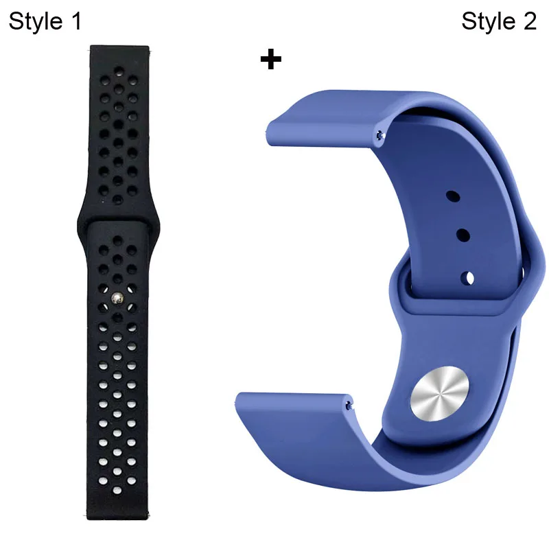 Ремешок для Xiaomi Amazfit Pace Stratos GTR 47 мм для huawei GT 2 46 мм Honor Magic Dream ремешок для samsung gear S3 Galaxy 46 мм - Цвет: Black Black-Blue