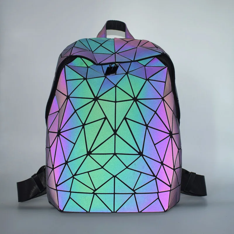 Модный женский рюкзак, светящийся геометрический рюкзак для девочек, рюкзак, фосфоресцирующий мужской рюкзак для ноутбука, школьный голографический женский