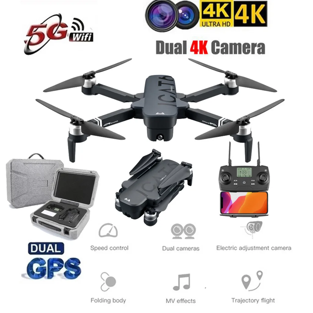 With Backpack SMRC ICAT6 Дрон gps 5G wifi FPV 4K камера бесщеточный селфи складной Радиоуправляемый Дрон Квадрокоптер Радиоуправляемый вертолет селфи Дрон с камерой - Color: With Backpack