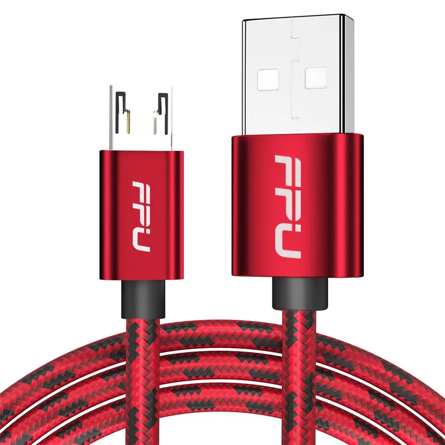 FPU Micro USB кабель 2.4A нейлоновый плетеный кабель для быстрой зарядки и передачи данных для samsung Xiaomi Tablet Android мобильный телефон usb зарядный шнур - Цвет: Red