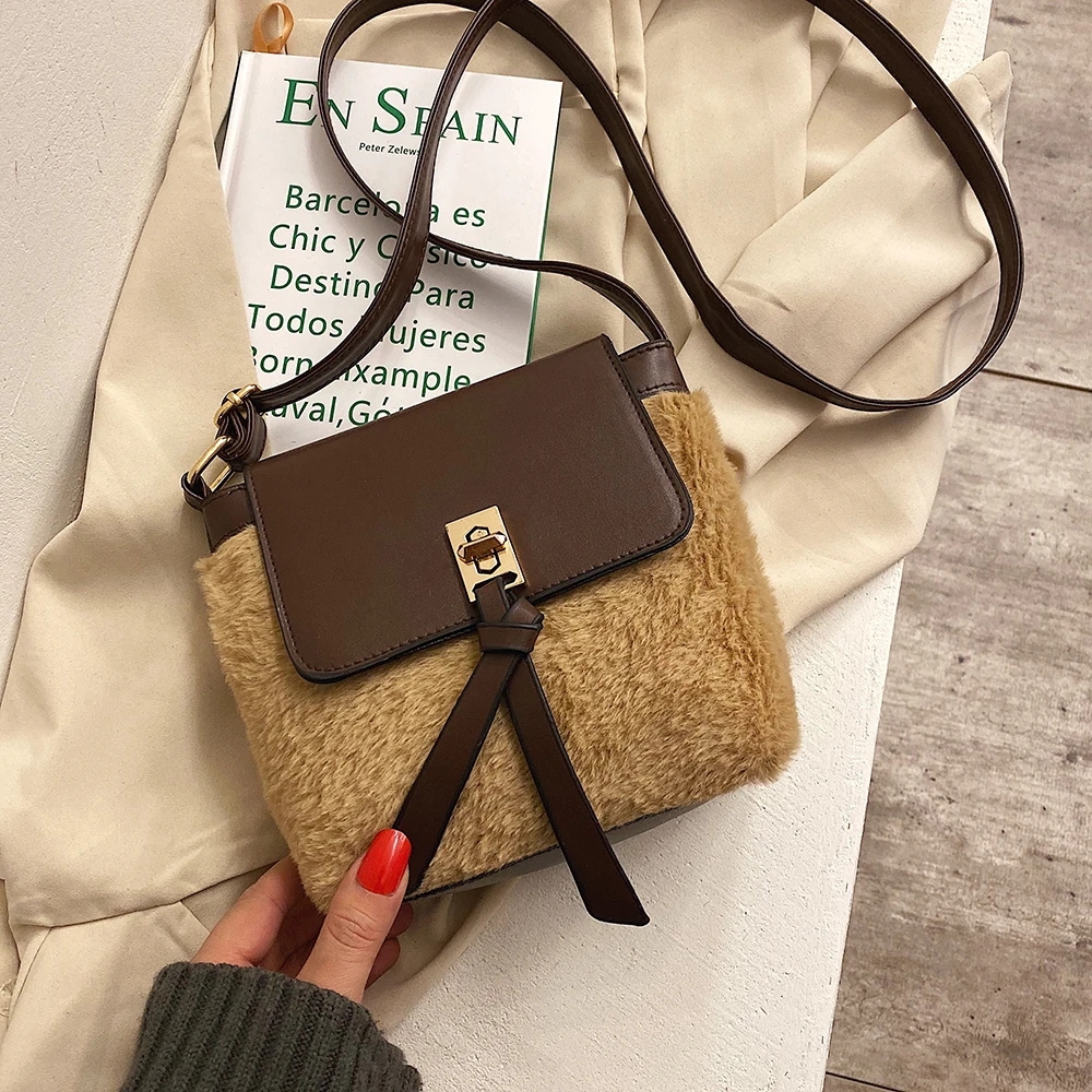 

FANTASY 2020 New Winter Plush PU Leather Handbags For Women Sweet Vintage Shoulder Crossbody Messenger Bags Female Mini Fashion