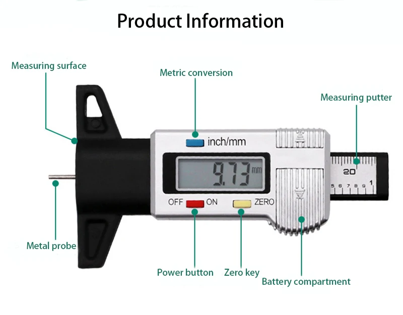 Высокоточный цифровой измеритель Глубина рисунка протектора шин ...