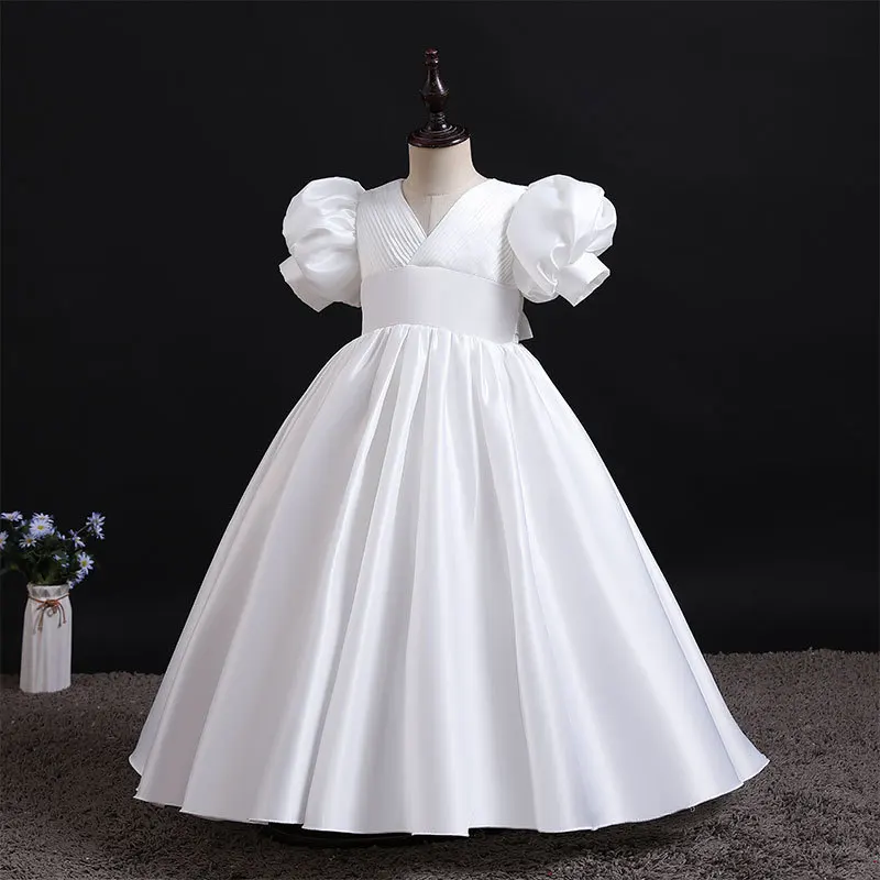 White Girls Dress Bridesmaid Kids Dresses For Girls Children Long ...