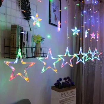 

Merry Christmas Decoration Star Curtain Lights Navidad 2020 New Year Christmas Decorations for Home Kerst Decoratie Noel Decor