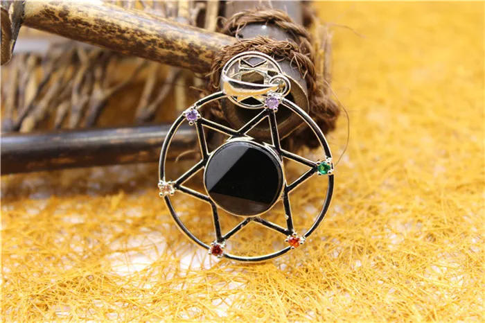 6 шт. аметистов натуральный камень подвески гексаграмма точка ожерелье кулон Исцеление Маятник Кристальные ожерелья, ювелирные изделия для женщин - Окраска металла: Oynx 6pcs