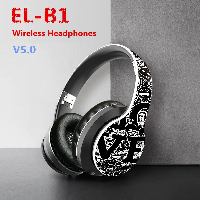 New Head Wireless Bluetooth Sports Headphone Portable Foldable HD Mic Music Subwoofer Call Headphone Supports TF Card