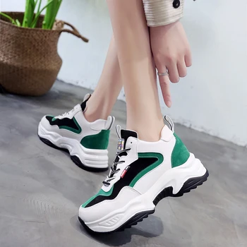 

2020 spring sports shoes woman lace up round toe Women's shoes platform sneakers student bottom comfortable flats E16-85