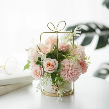 

2021 New Bouquets Artificial Flower Home Decor Accessories Rose Plants Basket Wedding GarlandChristmas New Year Products Gift