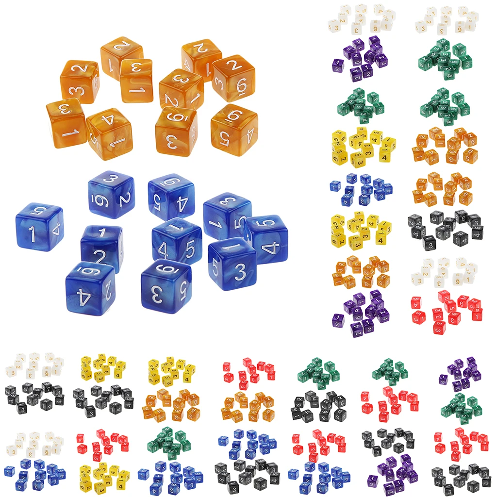 20Pcs 16mm Six Sided Dice D6 Square for Playing Dungeons D&D TRPG Game Toys