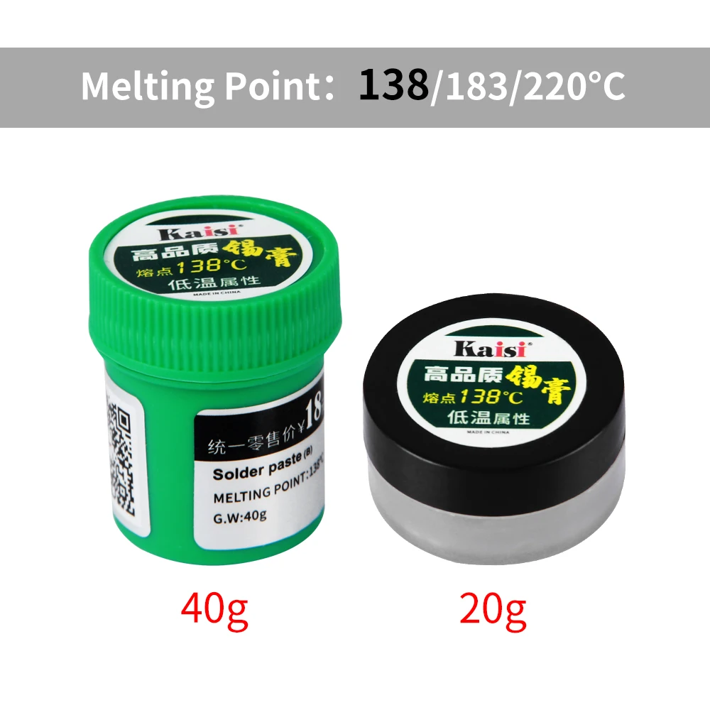 soldering paste Kaisi Soldering Paste Flux Lead-free Tin Paste 138℃ 183℃ 220℃ Meteling Point Welding Flux For PCB CUP LED Rework Tools best torch for soldering copper pipe