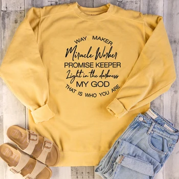 

Way Maker My God sweatshirt slogan quote religion cotton grunge tumblr Christian Bible graphic vintage pullovers church top-M959