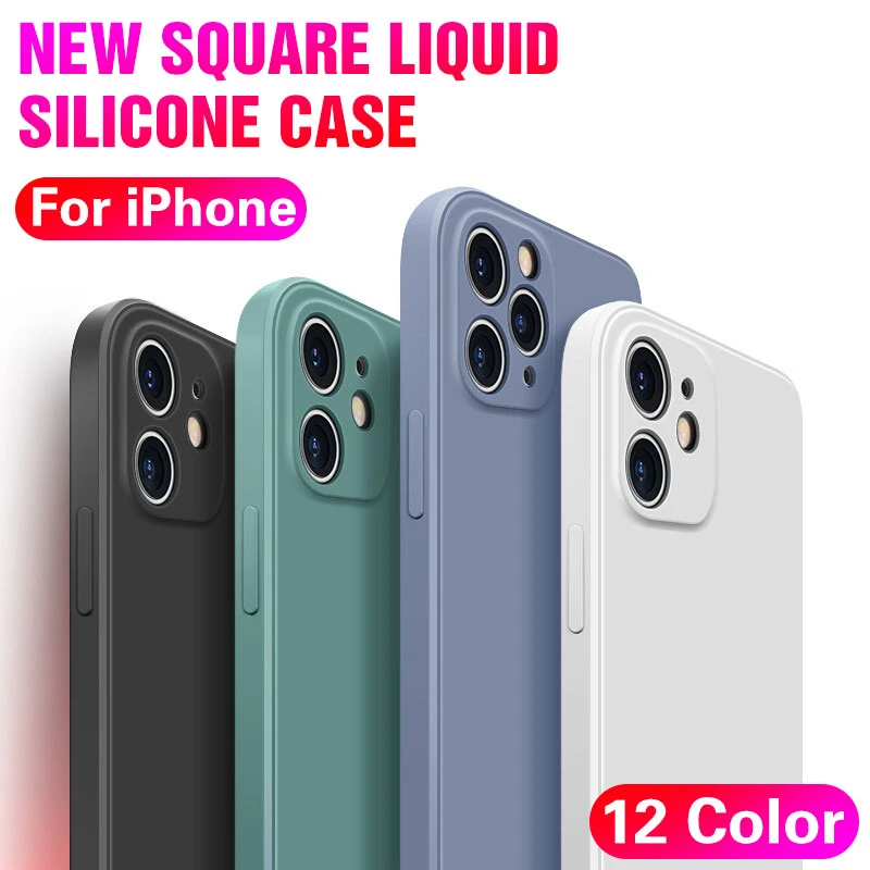 lifeproof case iphone 8 For iPhone 12 Pro Max Square Liquid Silicone Phone Case For iPhone 12 Mini XR X Xs 11 Pro Max 6 7 8 Ultra Thin Soft Back Cover iphone 6 cardholder cases