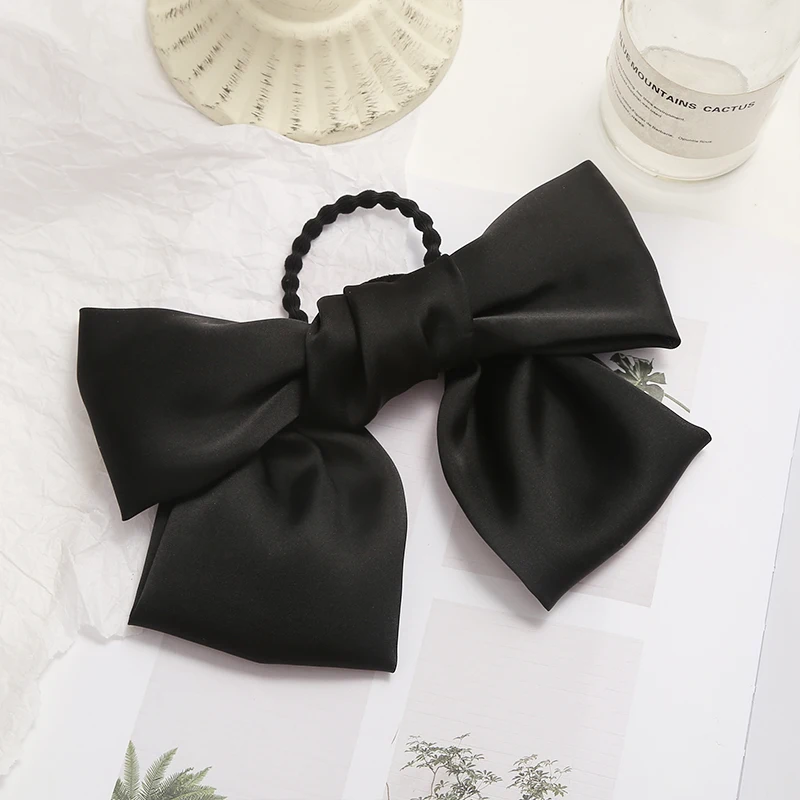 Navy Blue Новые Большие банты для волос для девочек, Детский галстук-бабочка, резинки для волос, эластичная резинка для волос, резинка для волос, украшения для волос - Цвет: Navy Blue