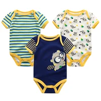 Baby Boy Jumpsuits 3 Pieces Newborn Clothes Set Toddler Girl Bodysuit Kiddiezoom Clothing 100%Cotton Soft Infant Rompers 0-12M 3