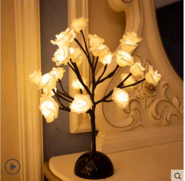 LED Table Lamp Rose Flower Tree Battery Switch Home Decoration Party Christmas Wedding Bedroom | Лампы и освещение